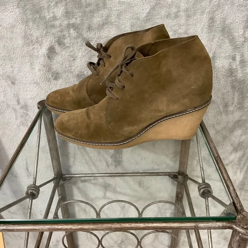 J. Crew Mac Alister wedge ankle boots Women's size 8 Green Made in Italy